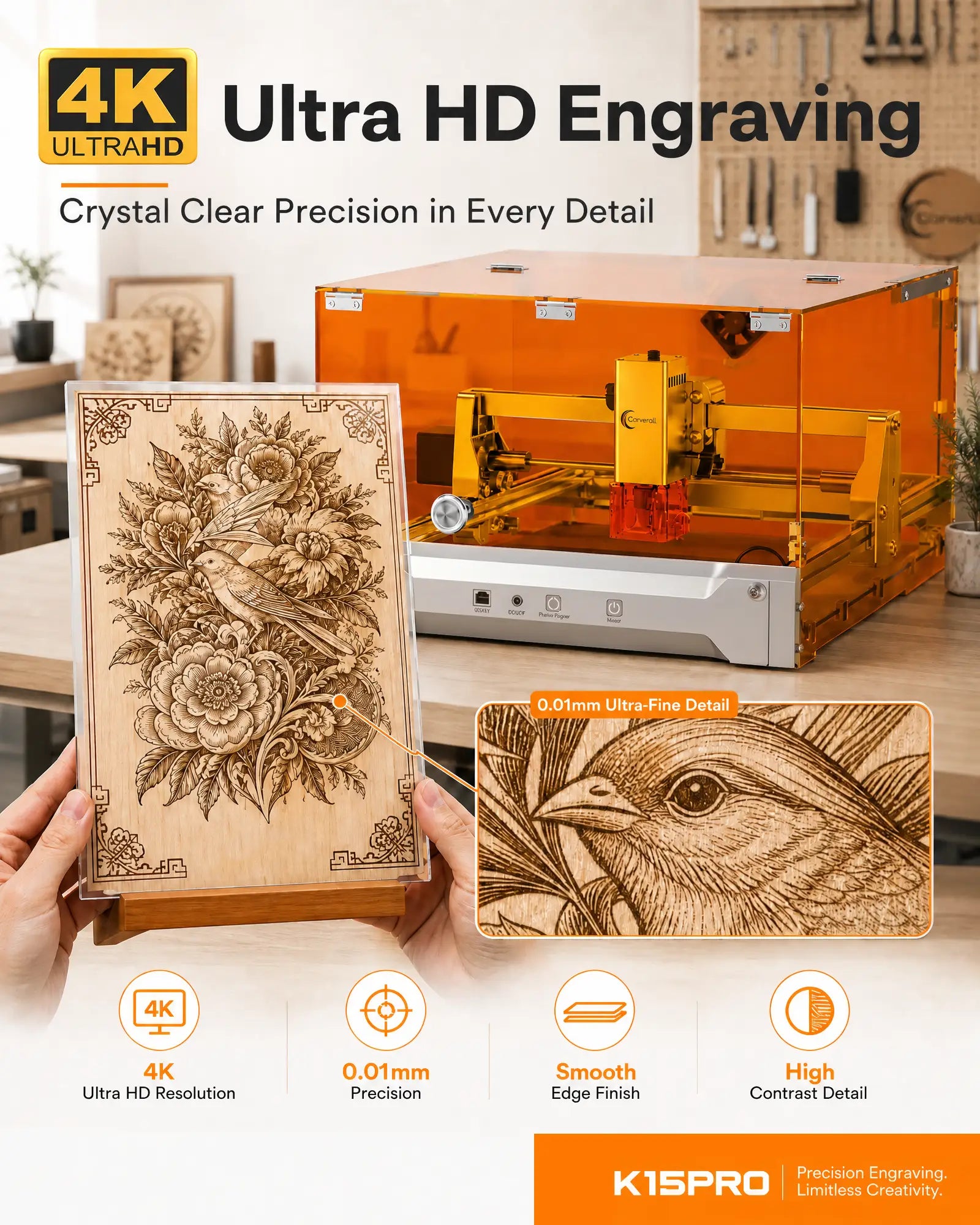 Carverall K15 Pro Mini Portable Laser Engraver | 300x200mm