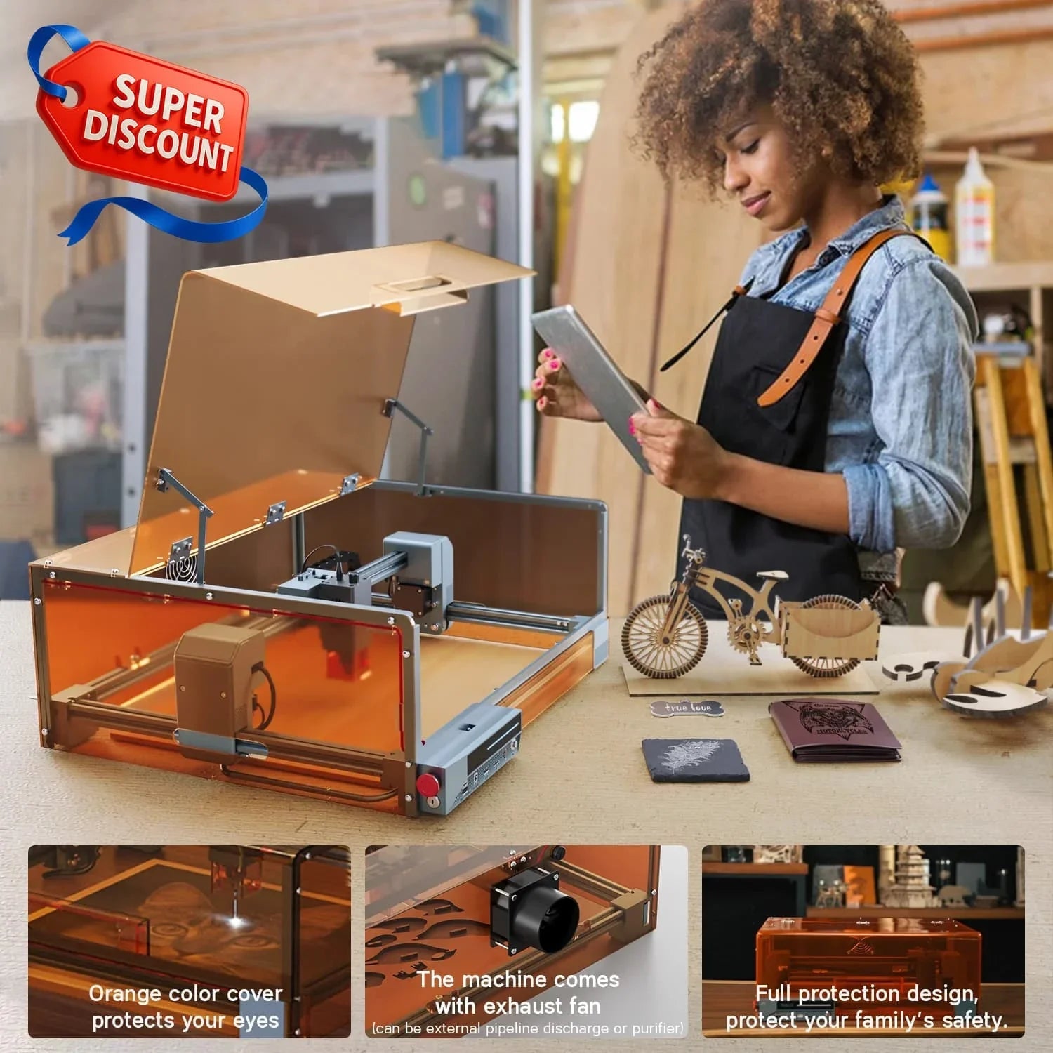 Carverall X1 Laser Engraver | Desktop with Protective | Dual Laser Option