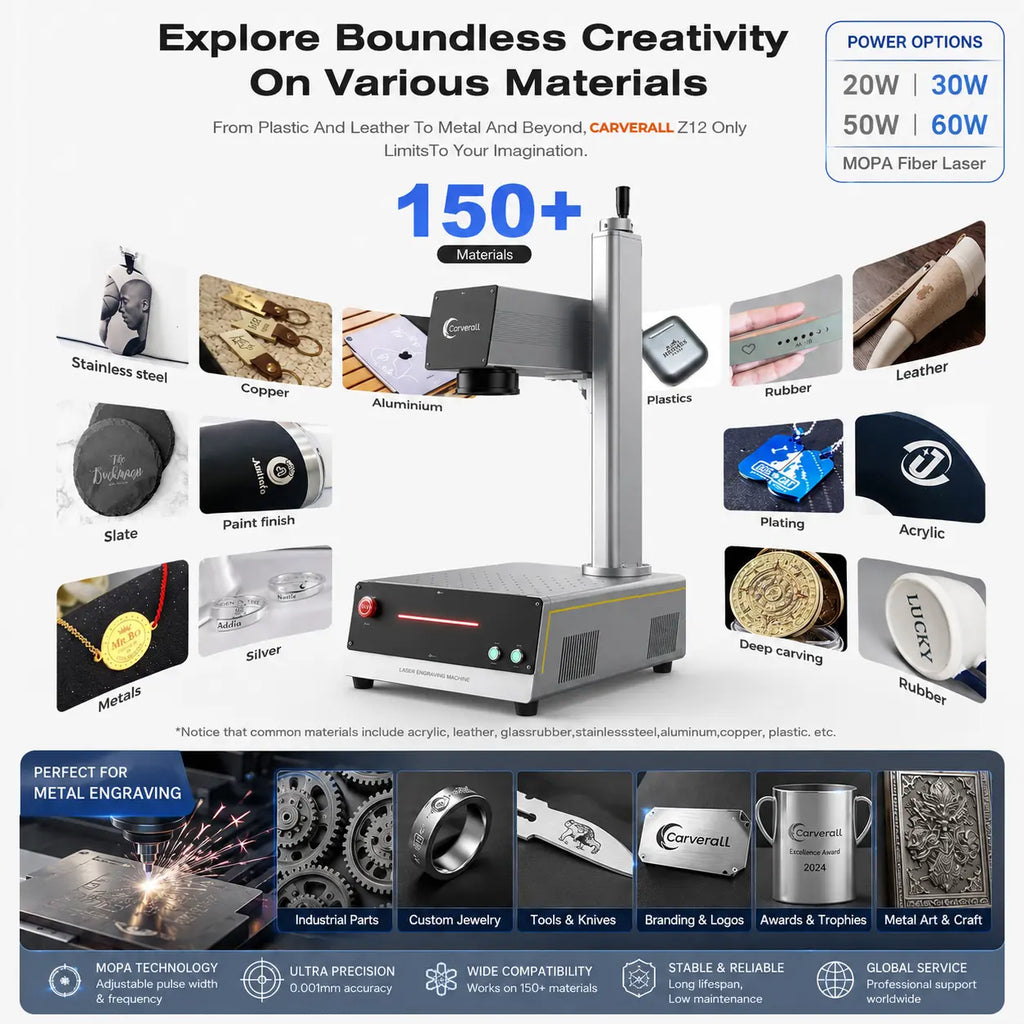 Carverall Z12 JPT Fiber Laser Engraver for Metal & Plastic